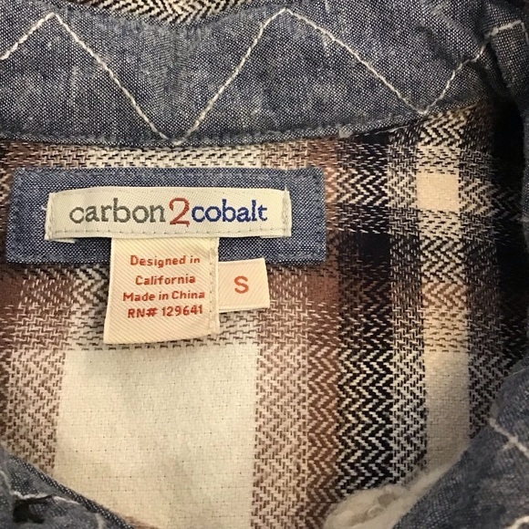 Carbon 2 Cobalt Sherpa Lined Shacket Flannel Men’s Size Small Cream Brown Black - Picture 7 of 10